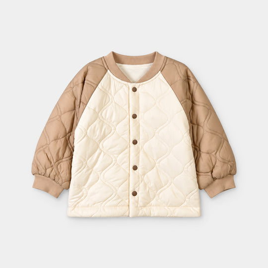 Infant Boys Polyester Quilted Jacket-Off White Brown