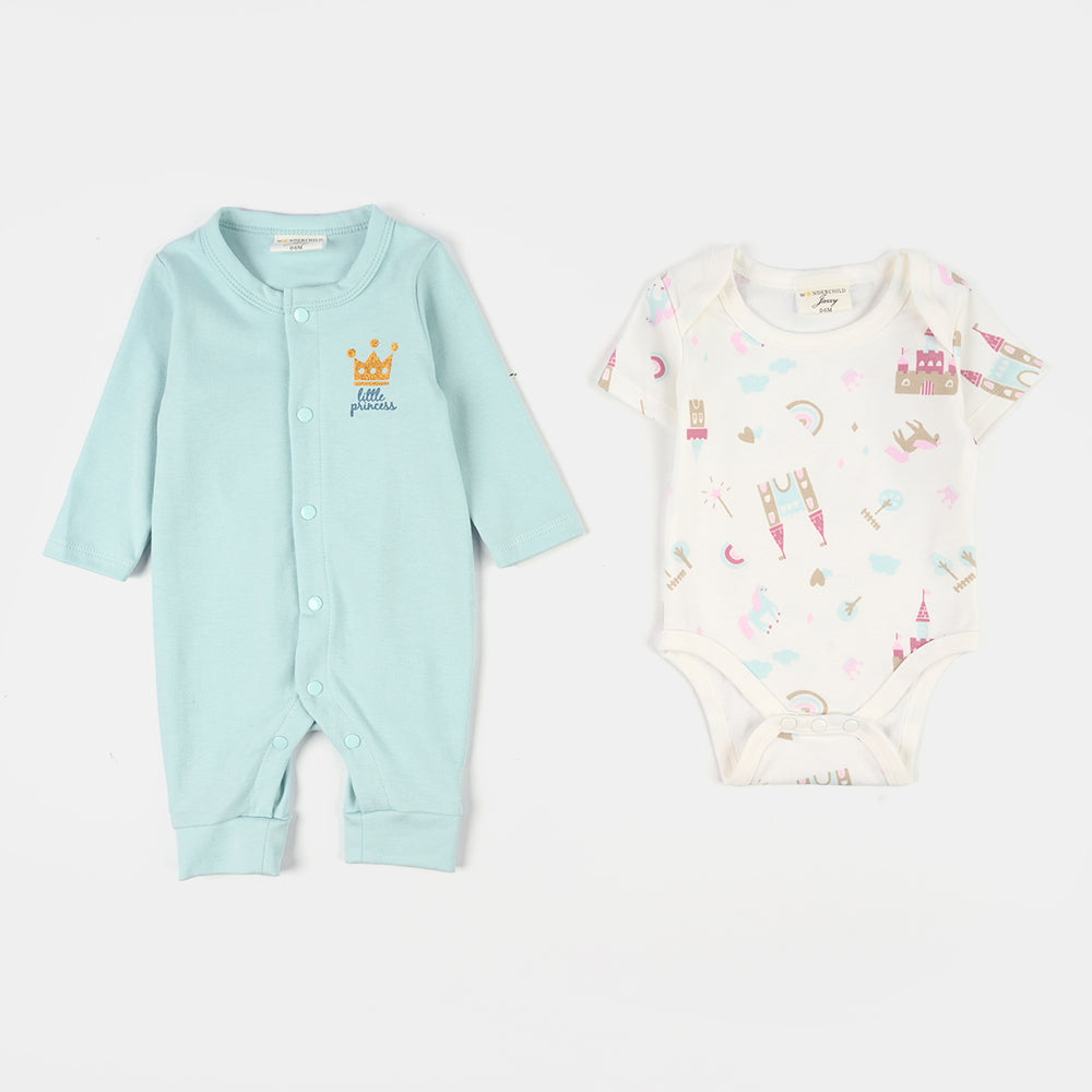 Infant Girls Jersey Terry 5Pc Gift Set - Blue