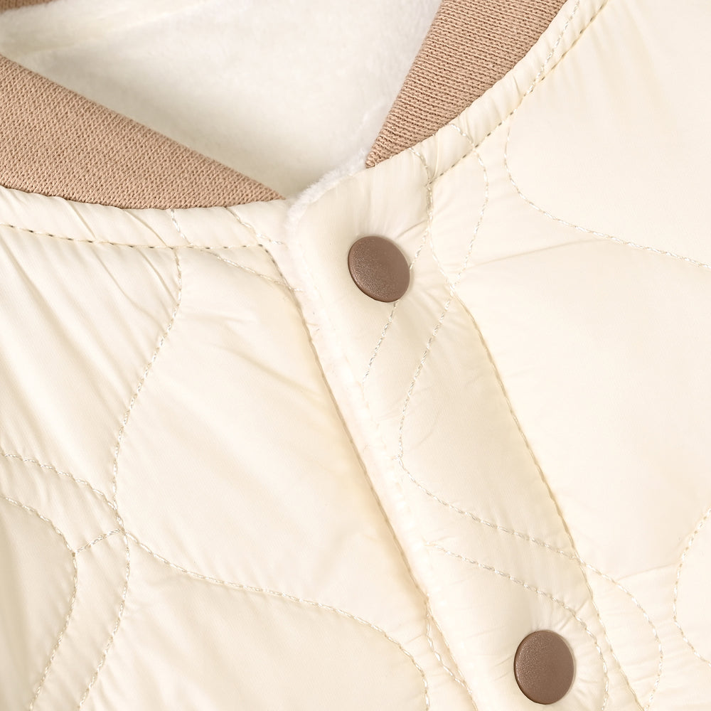 Infant Boys Polyester Quilted Jacket-Off White Brown