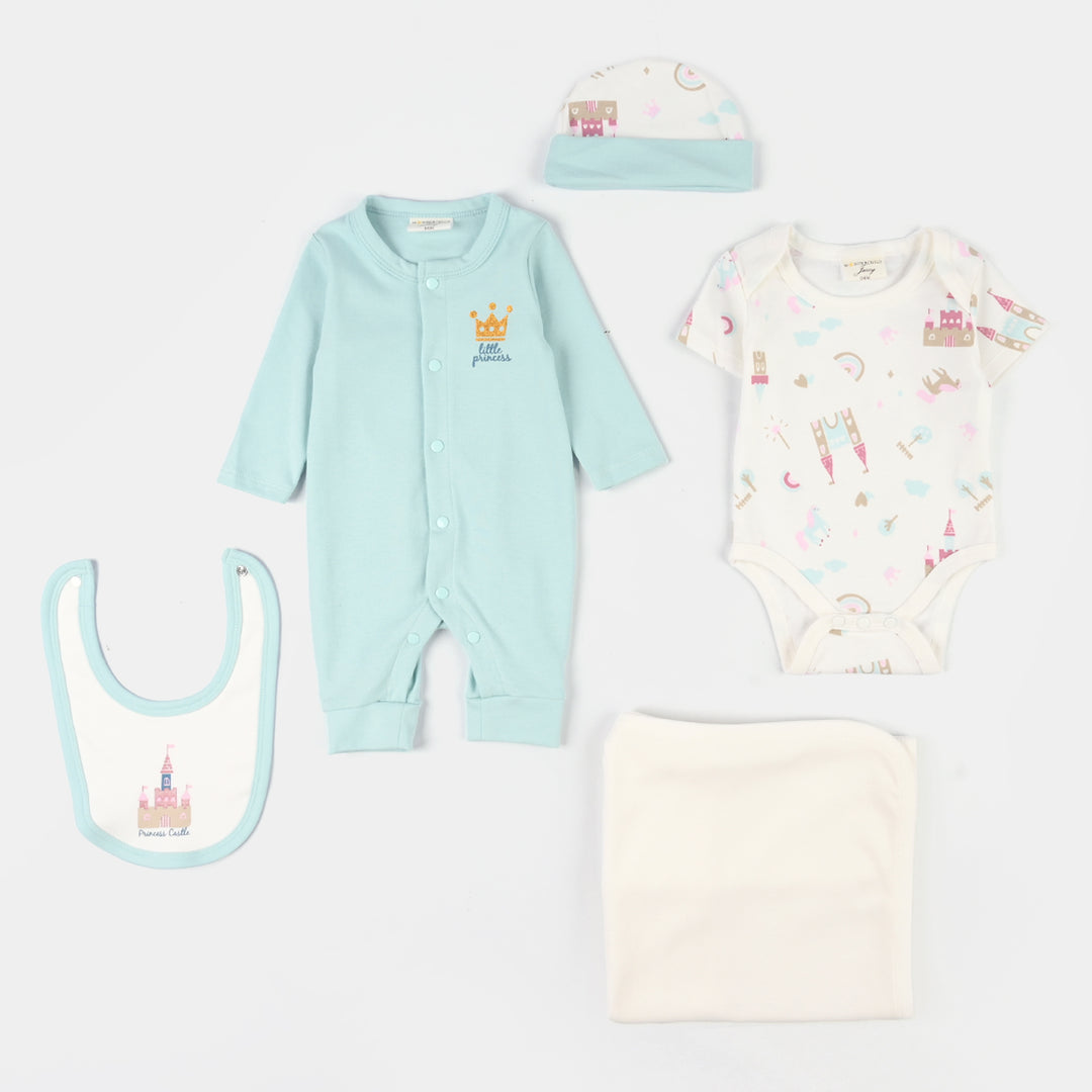 Infant Girls Jersey Terry 5Pc Gift Set - Blue