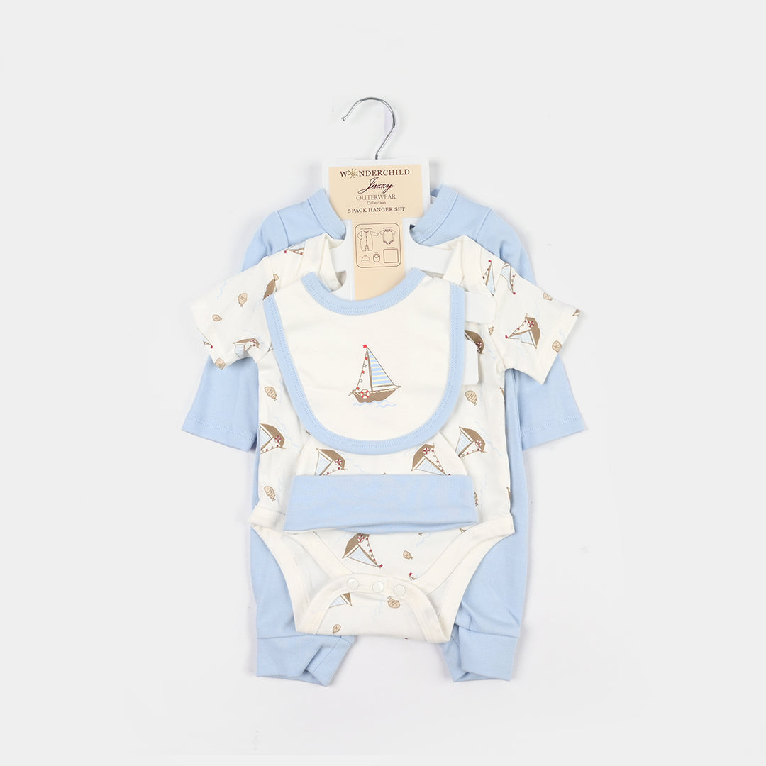 Infant Boys Jersey/Terry 5Pc Gift Set 287-062-BLUE
