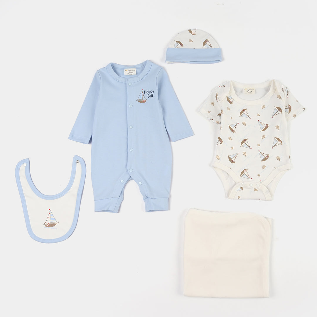 Infant Boys Jersey/Terry 5Pc Gift Set 287-062-BLUE