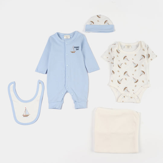 Infant Boys Jersey/Terry 5Pc Gift Set 287-062-BLUE