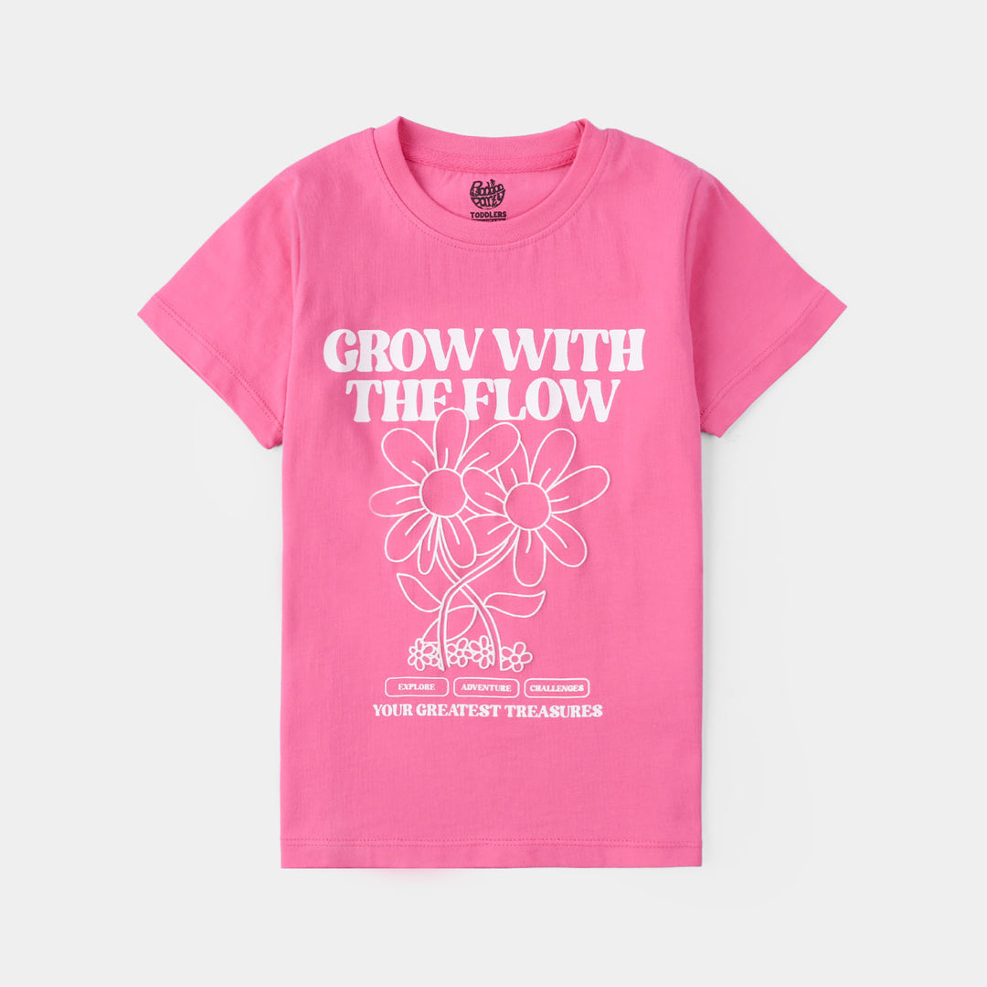 Girls Jersey/Terry T-Shirt - Hot Pink