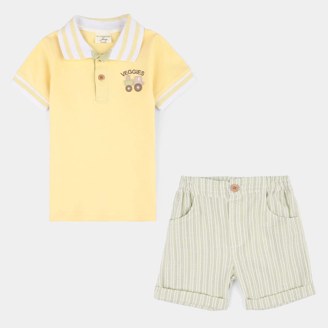 Infant Boys Jersey/Terry 2Pc Suit - Yellow