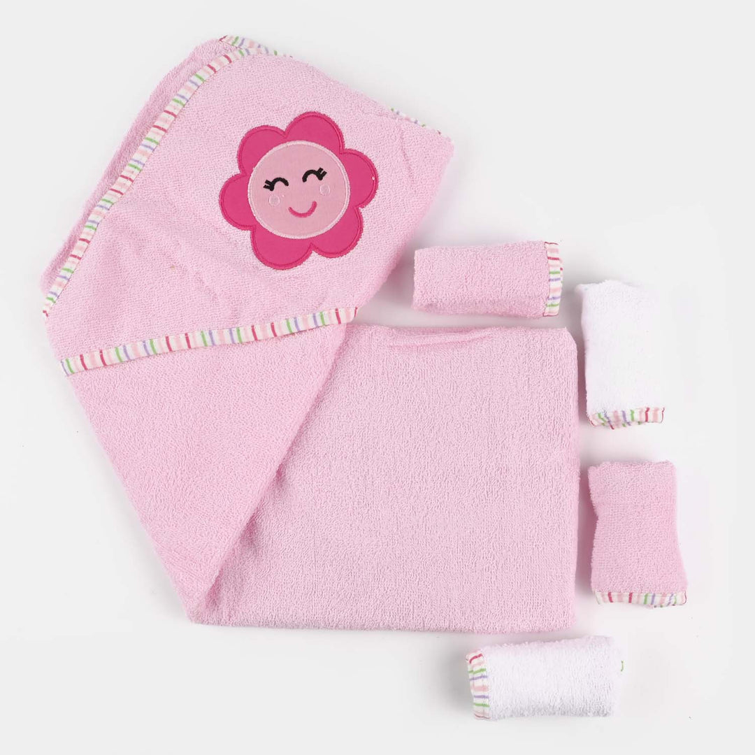 Baby Hooded Bath Towel + 4 PCs Face Towel