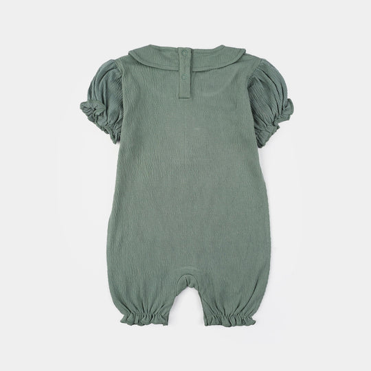 Infant Girls Poly Crinkle Knitted Romper (Enjoy Nature) - Green