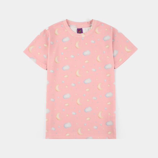 Girls Jersey/Terry Night Suit (Star & Moon) – Pink