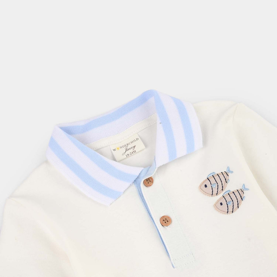 Infant Boys Jersey/Terry 2Pc Suit - White