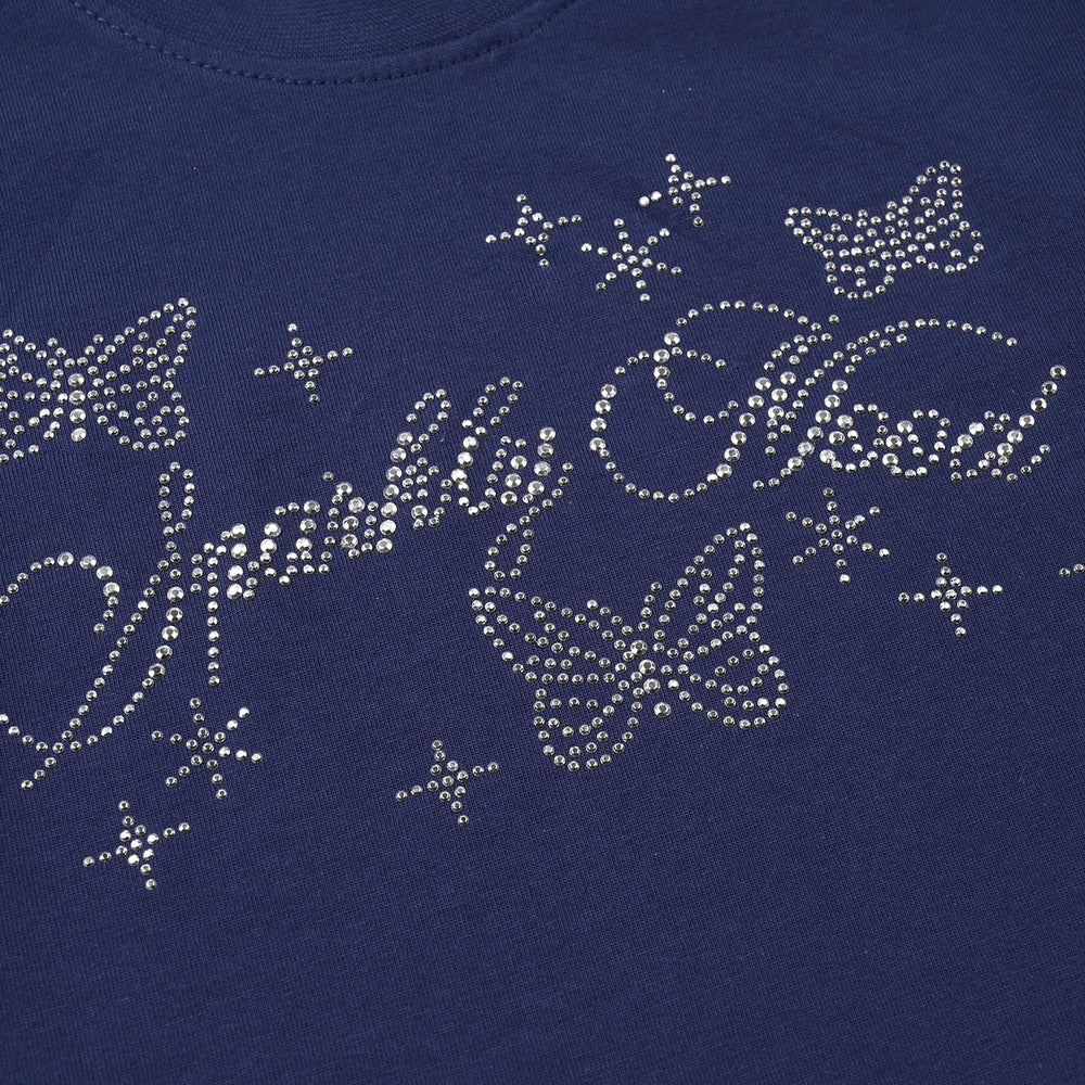 Girls Jersey/Terry T-Shirt Sparkly Mood - Navy Blue