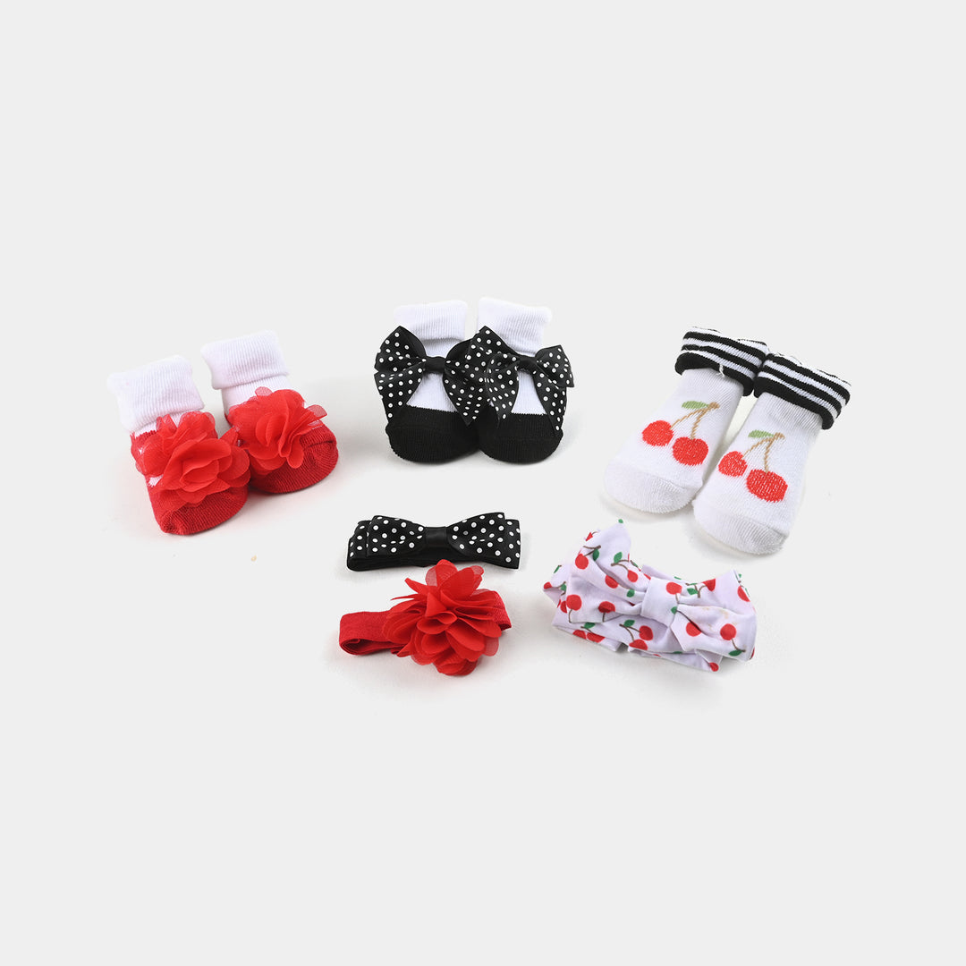 BABY BOOTIES AND HEADBANDS 6PCS SET