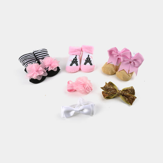 BABY Shoes AND HEADBANDS 6PCS SET
