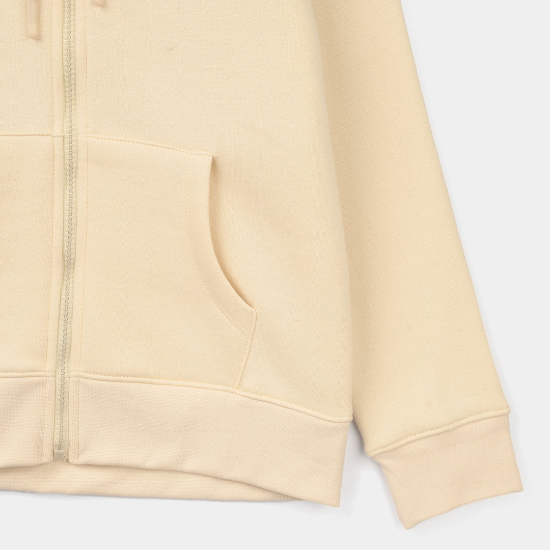 Girls Fleece Knitted Jacket Basic - Wood Ash