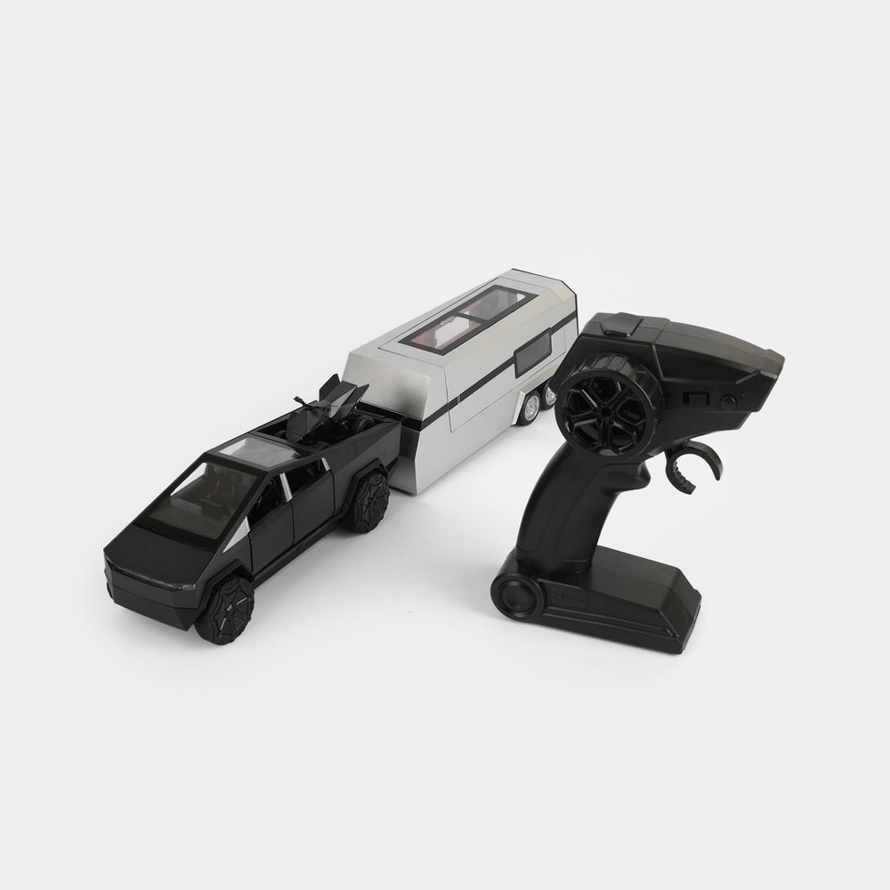 Remote Control Alloy Cybertruck with Detachable Camper Trailer Set