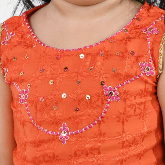 Infant Girls Jacquard 2-Piece Suit (Choti) - Rust/Orange