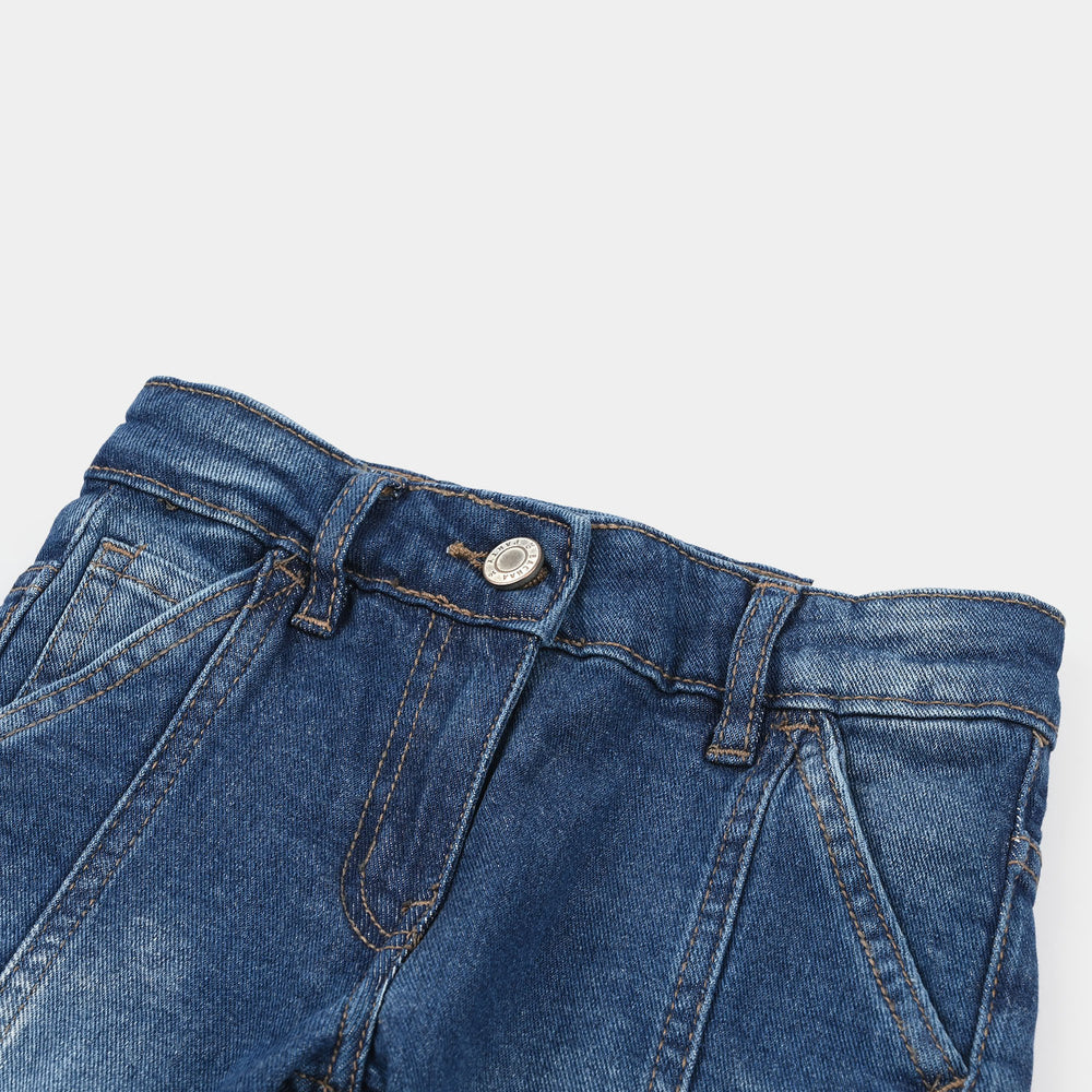Girls Denim Viscose Pants - Dark Blue