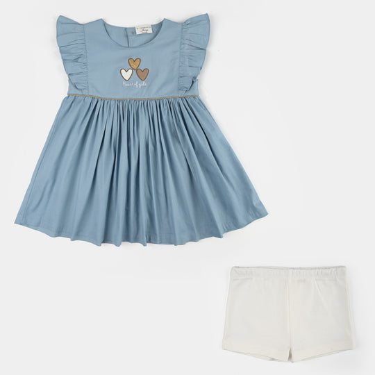 Infant Girls Jersey/Terry 2Pc Suit - Blue