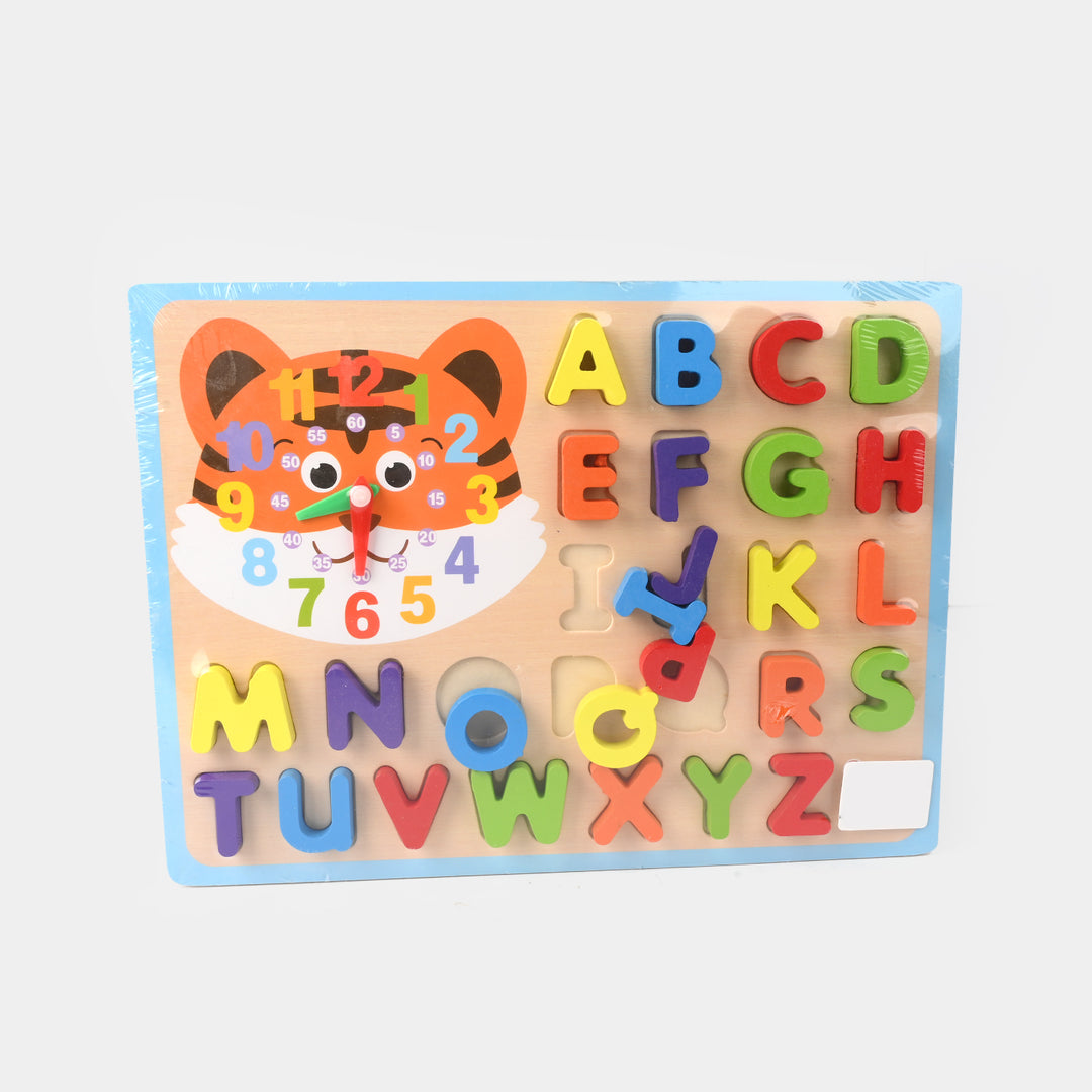 Wooden Alphabet & Clock Puzzle For Kids