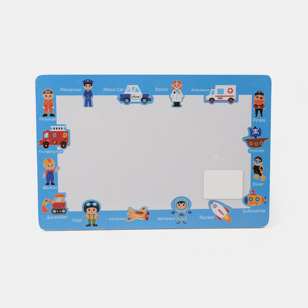 Wooden 2-Sided Sheet with Whiteboard & Removable Pieces