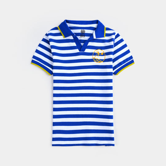 Boys Jumbo Pique 2 Piece (Waves) - Blue/White