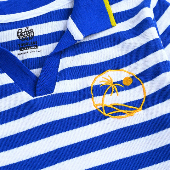 Boys Jumbo Pique 2 Piece (Waves) - Blue/White