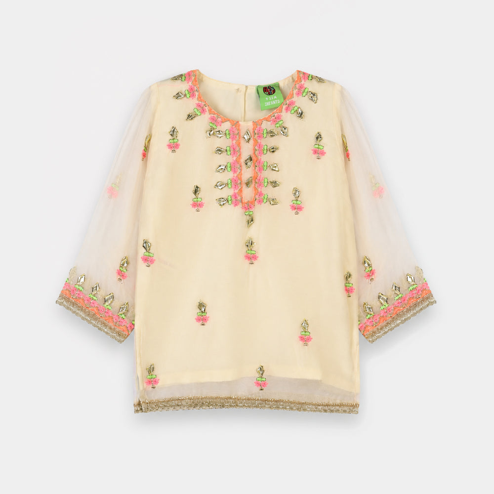 Infant Girls Chiffon 2Pcs Noor Rani - Off White