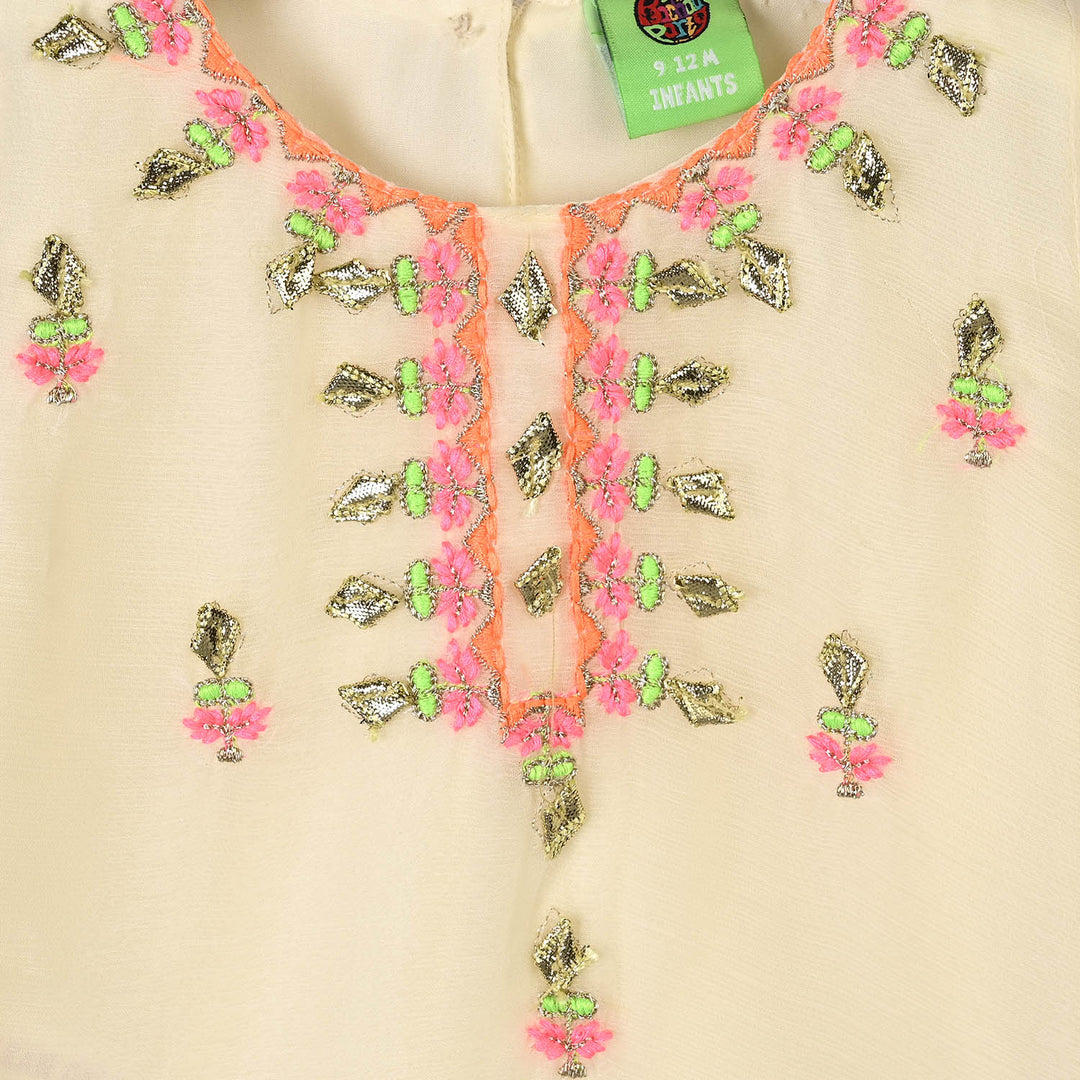 Infant Girls Chiffon 2Pcs Noor Rani - Off White