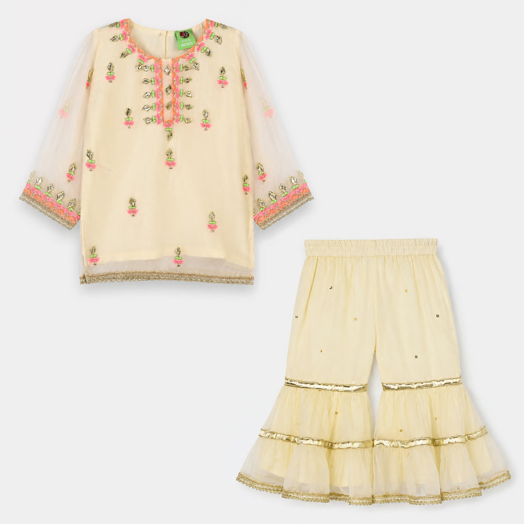 Infant Girls Chiffon 2Pcs Noor Rani - Off White