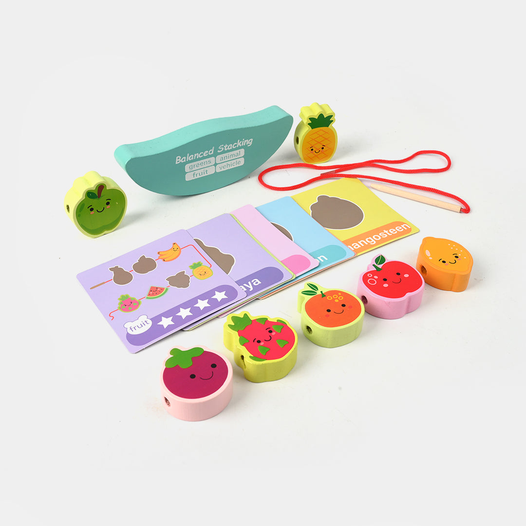 Wooden Stacking & Lacing Toy Set