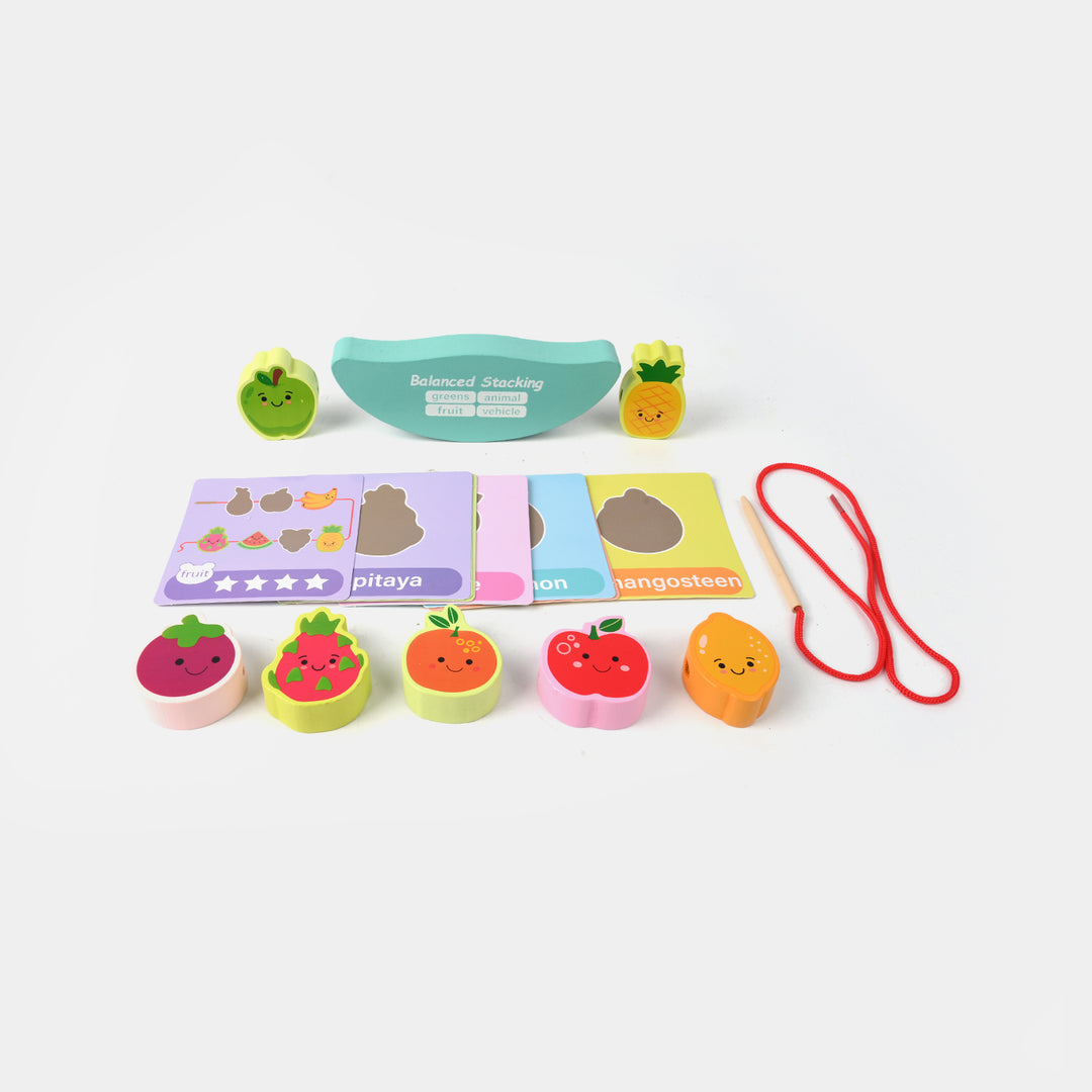 Wooden Stacking & Lacing Toy Set