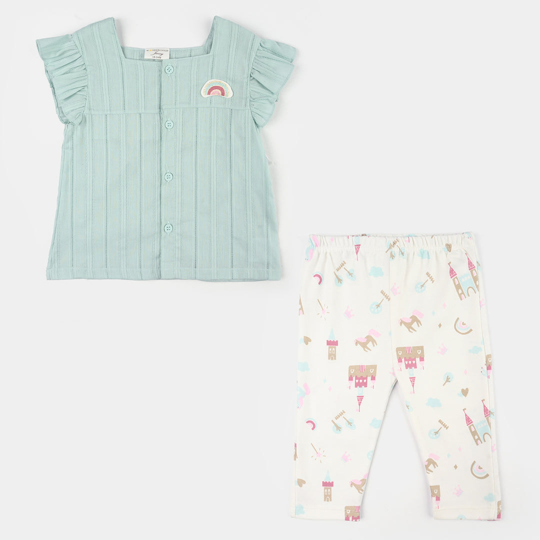 Infant Girls Jersey/Terry 2Pc Suit - Green