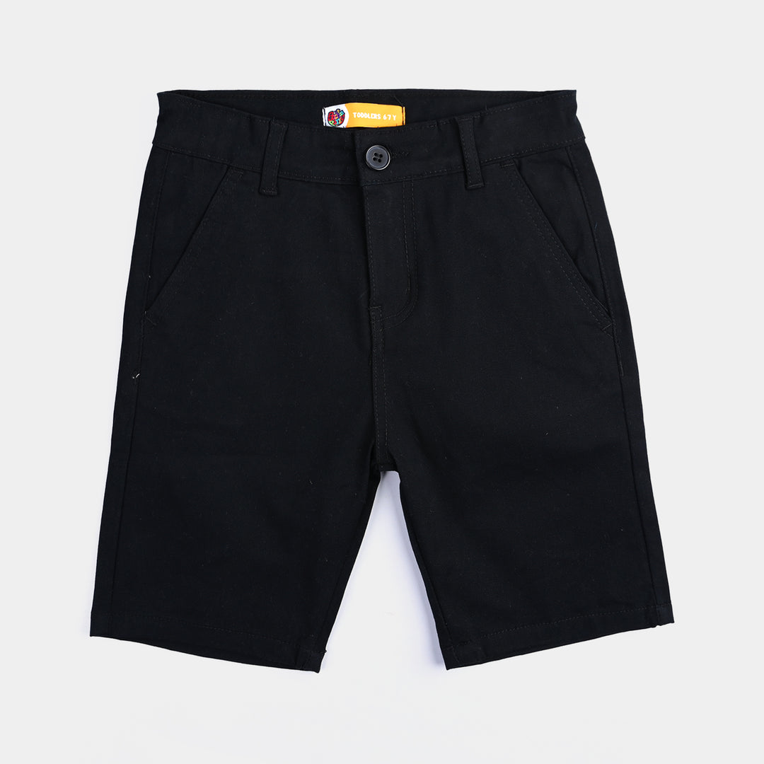 Boys Cotton Twill Basic Shorts - Black
