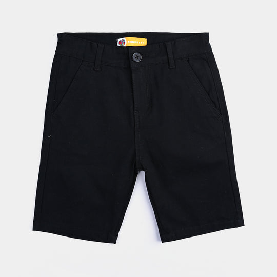 Boys Cotton Twill Basic Shorts - Black