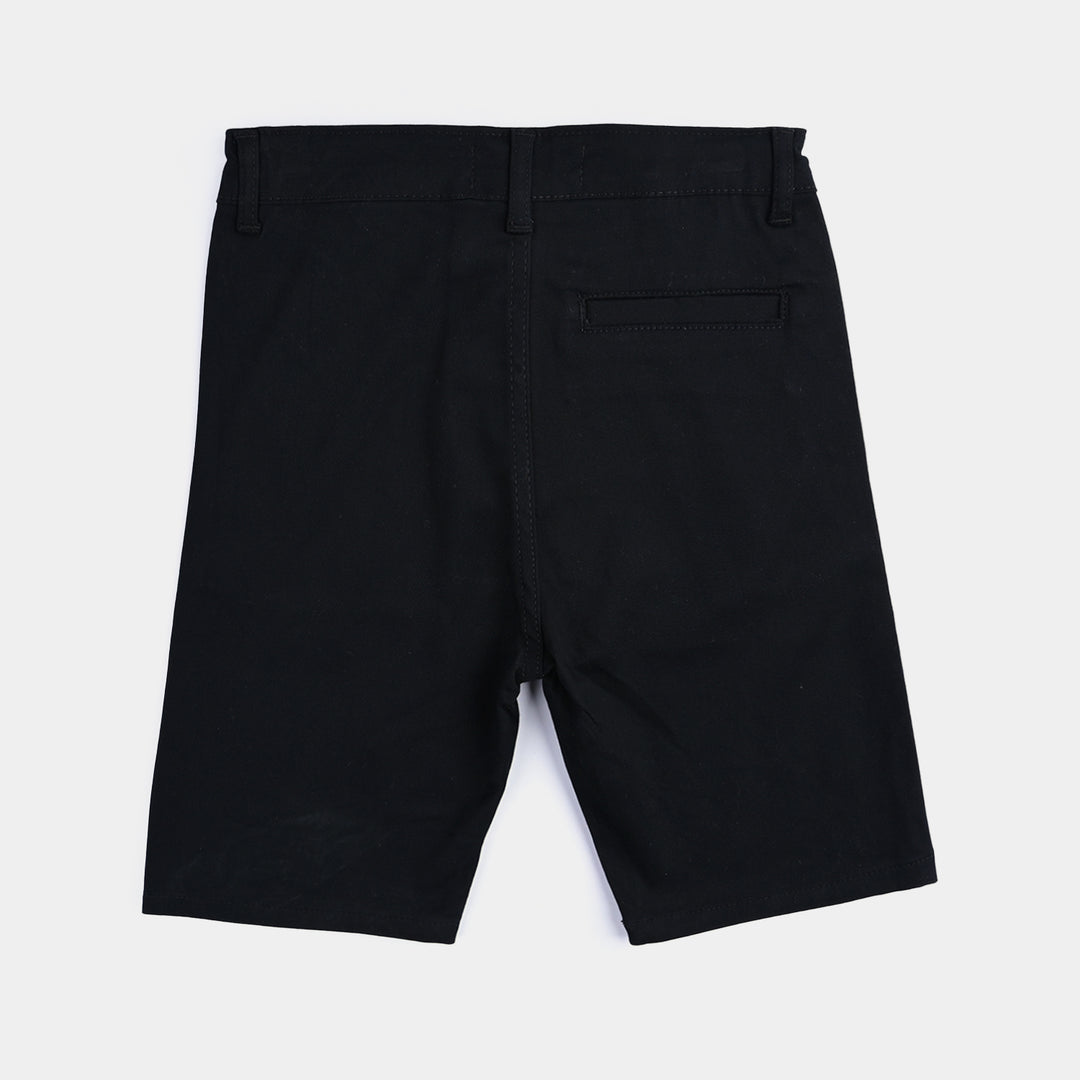 Boys Cotton Twill Basic Shorts - Black