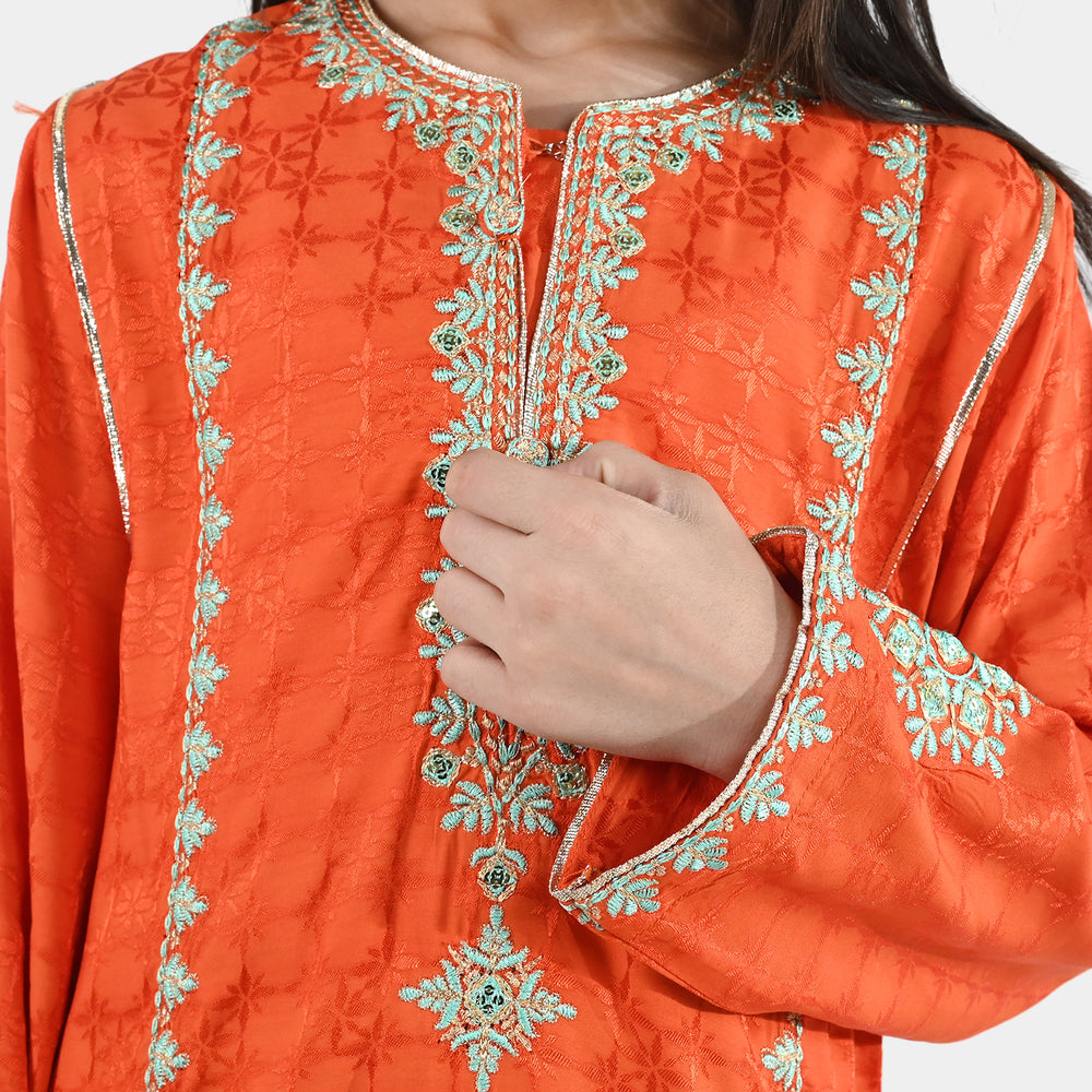 Girls Jacquard 3 Pcs Raqs - Rust