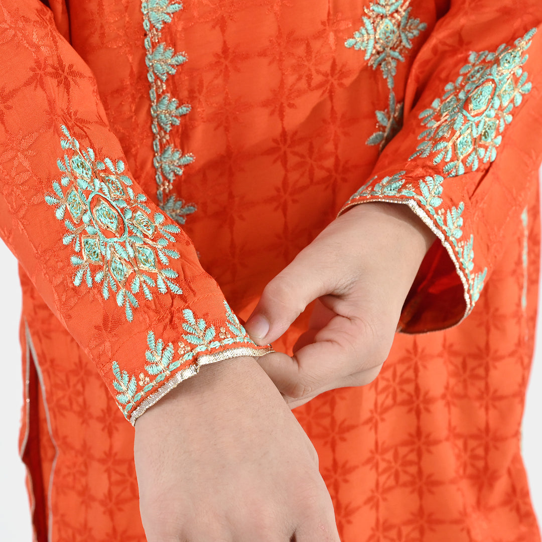 Girls Jacquard 3 Pcs Raqs - Rust