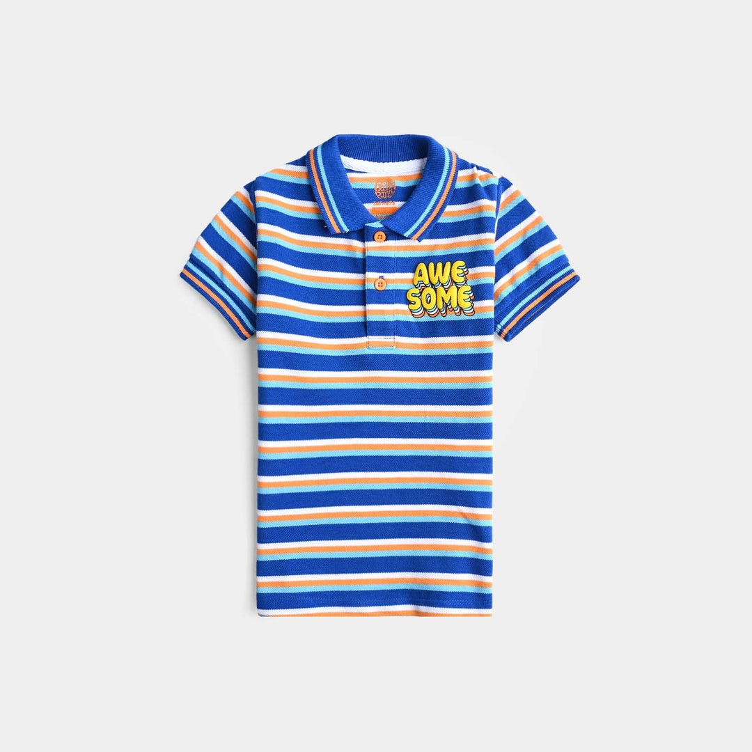 Infant Boys Jumbo Pique Polo Awesome-Striper