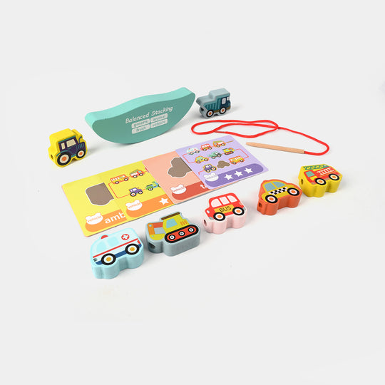 Wooden Stacking & Lacing Toy Set