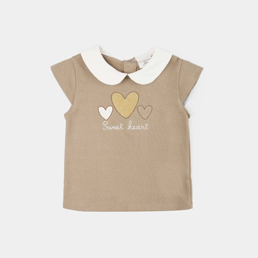 Infant Girls Jersey/Terry 2Pc Suit - Brown