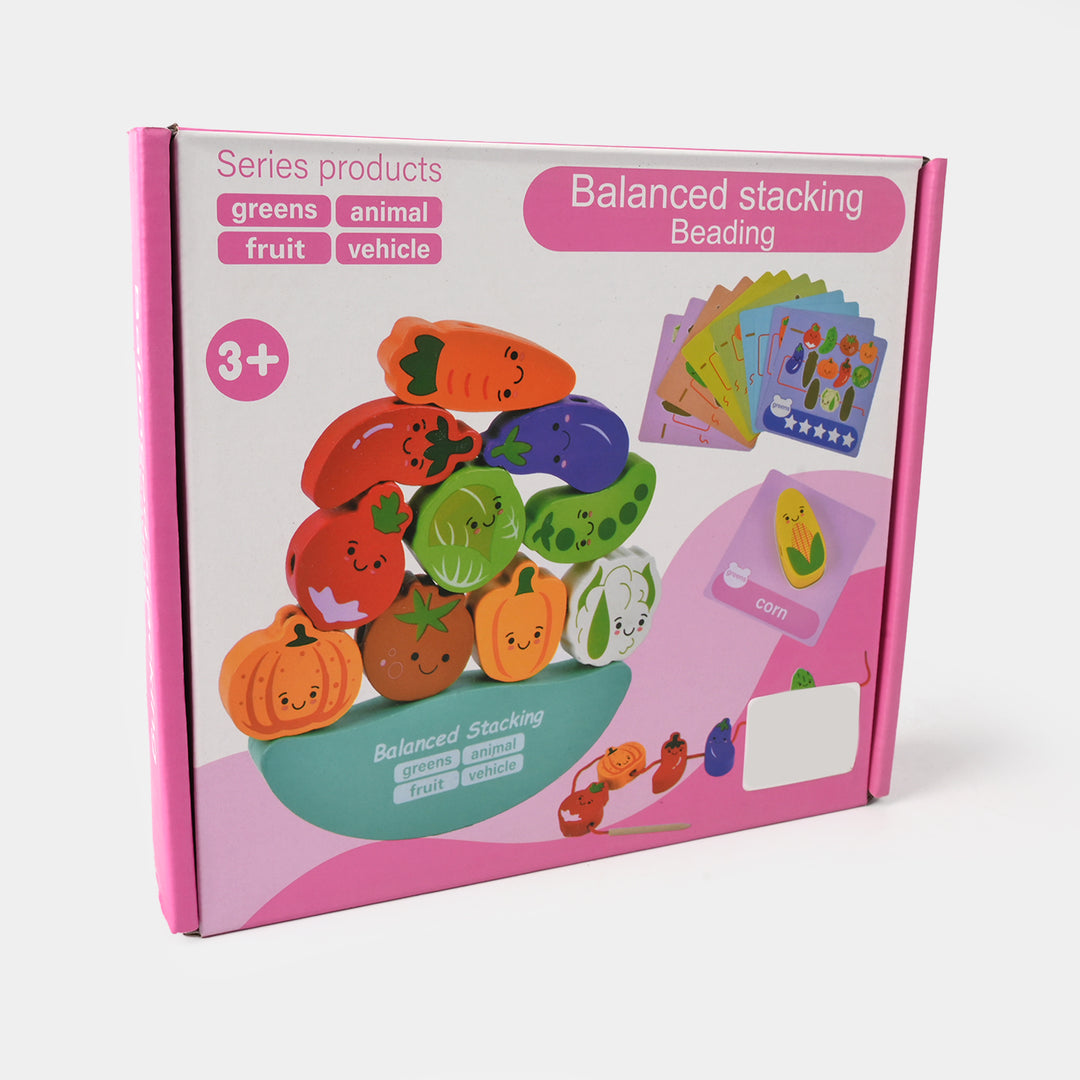 Wooden Stacking & Lacing Toy Set