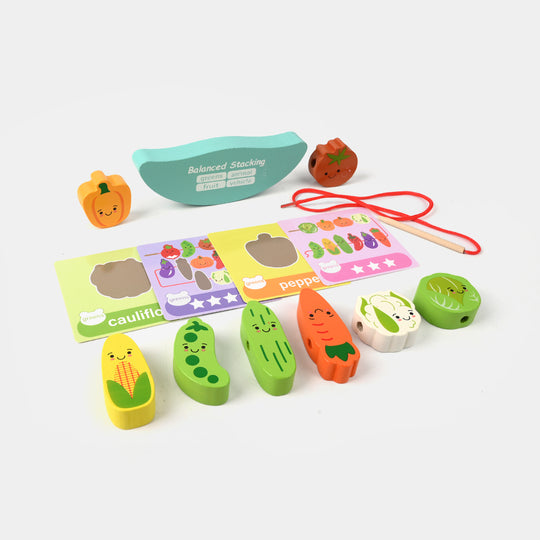 Wooden Stacking & Lacing Toy Set