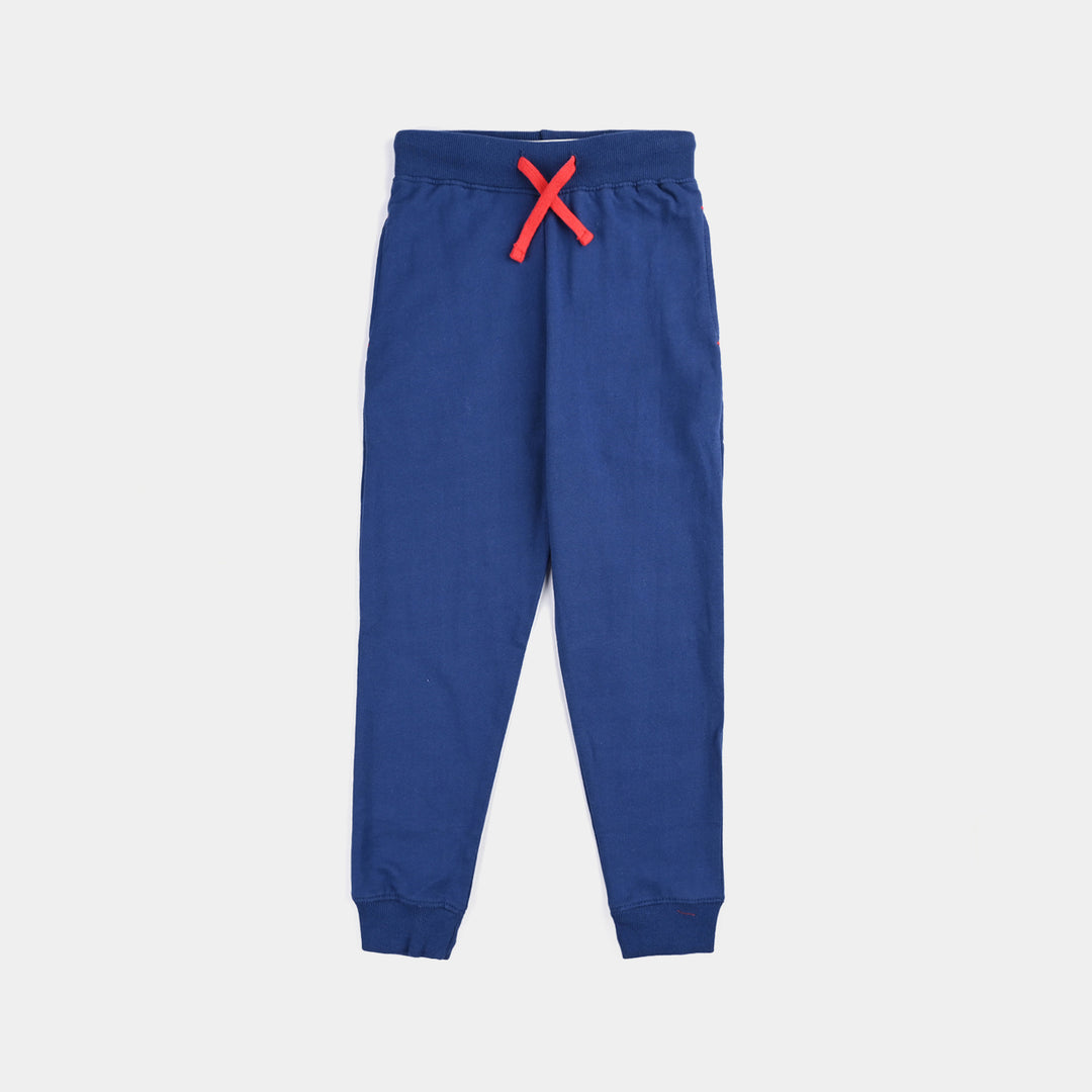 Boys Cotton Terry Pyjama Basic-Navy Blue