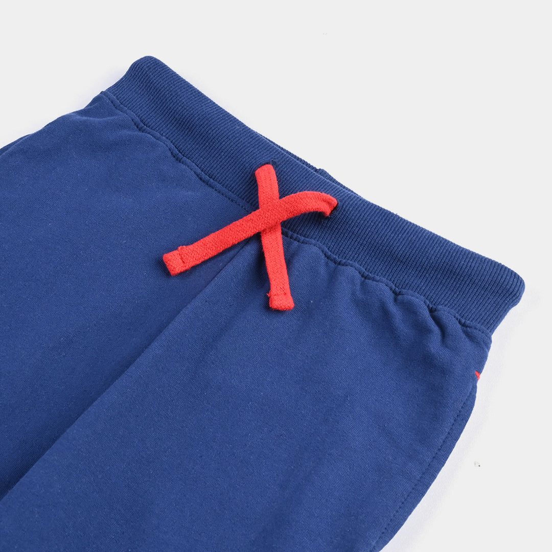 Boys Cotton Terry Pyjama Basic-Navy Blue