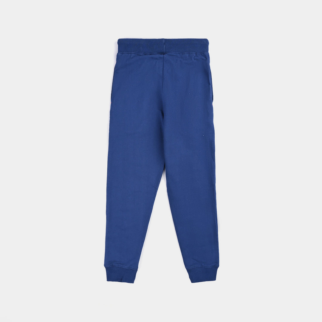 Boys Cotton Terry Pyjama Basic-Navy Blue