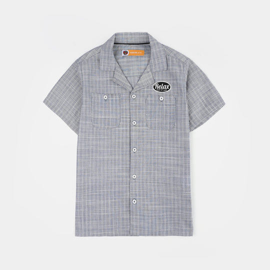 Boys Yarn Dyed Shirt (State of Mind) - Grey