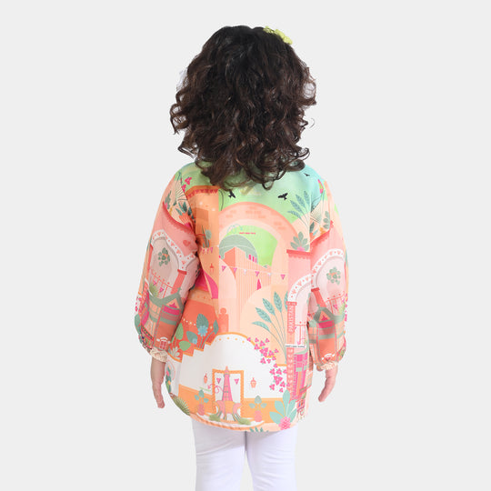 Girls Poly Net Casual Top - Multi