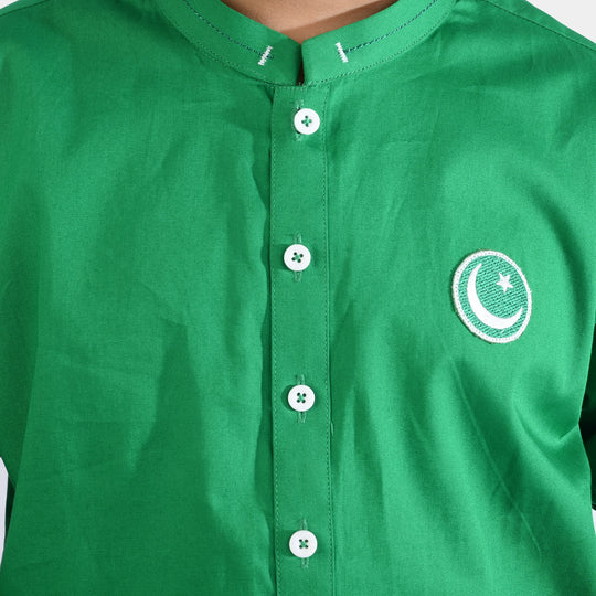 Boys Cotton Poplin Kurta (Basic Funk)-GREEN