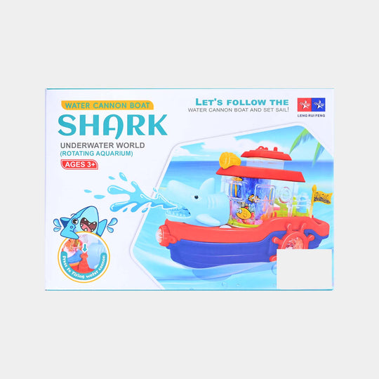 Shark Water Cannon Boat – Rotating Aquarium with Lights & Music