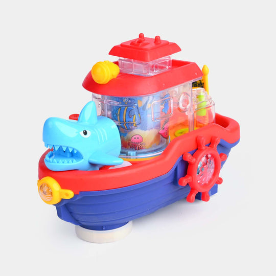 Shark Water Cannon Boat – Rotating Aquarium with Lights & Music