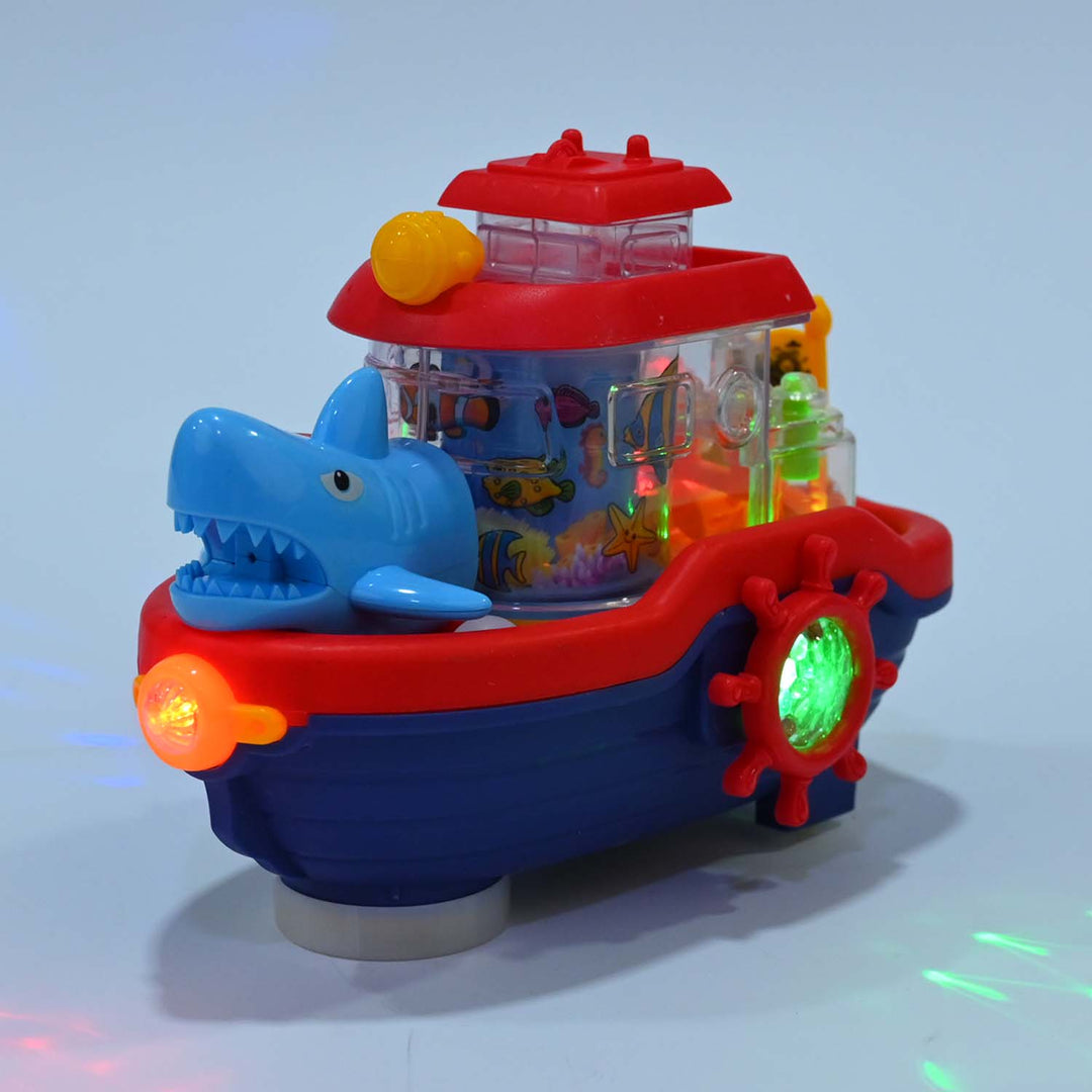 Shark Water Cannon Boat – Rotating Aquarium with Lights & Music